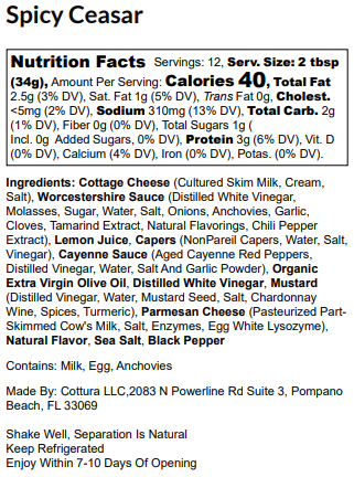 Nutrition Facts for Spicy Ceasar
